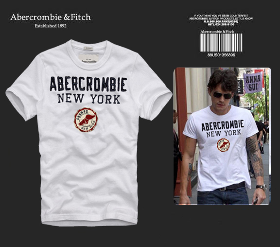 Abercrombie Fitch Hombres De Cuello Redondo Con Gente Fotos Corto Remera AF5706